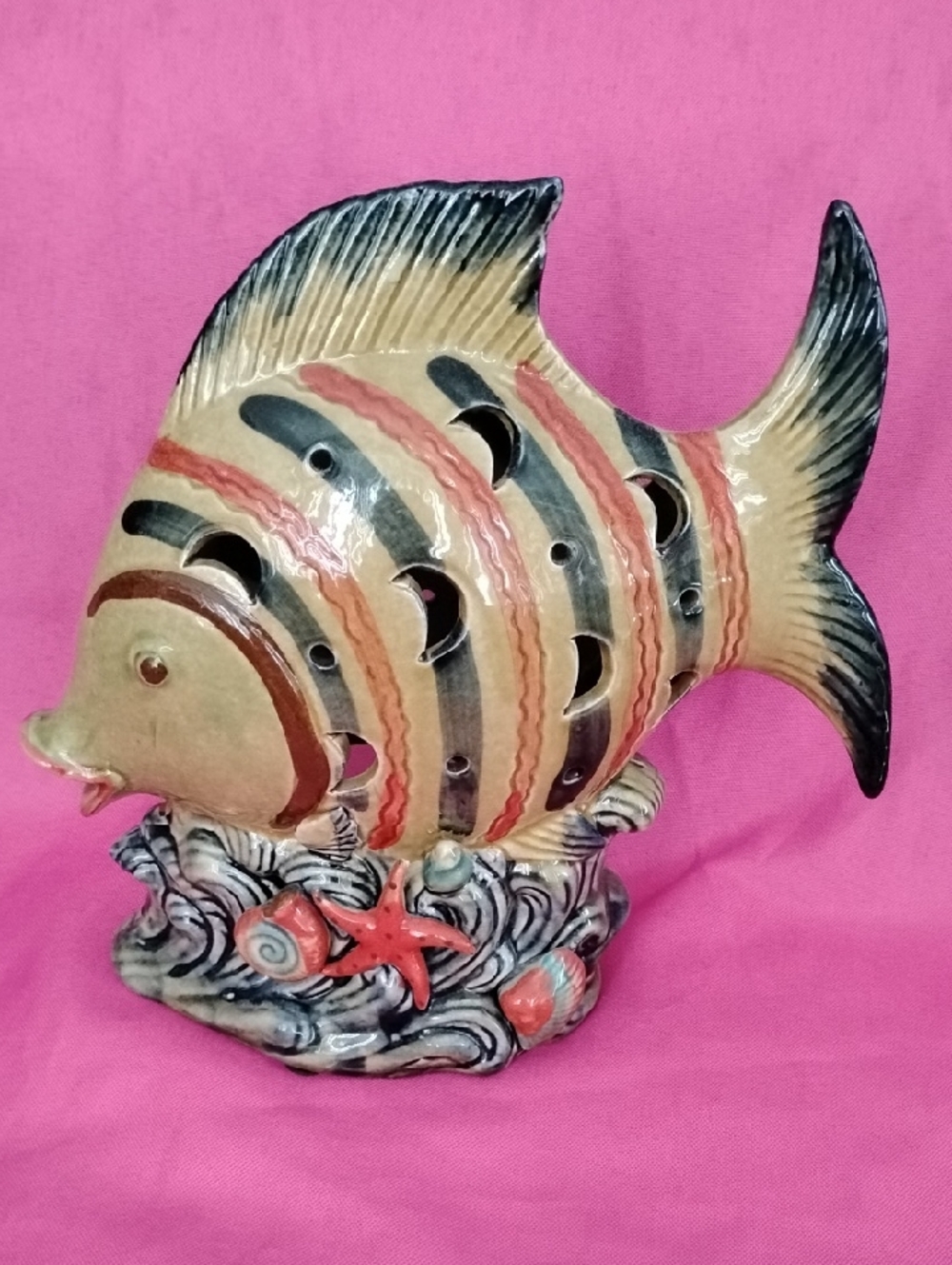 Colorful  Vintage Ceramic Fish Tea Light Holder